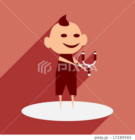 Flat with shadow icon and mobile application boy slingshot Flat with shadow icon and mobile application boy slingshot 17289565