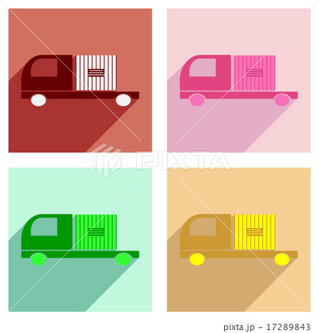 Flat with shadow concept and mobile application car freight logistics Flat with shadow concept and mobile application car freight logistics 17289843