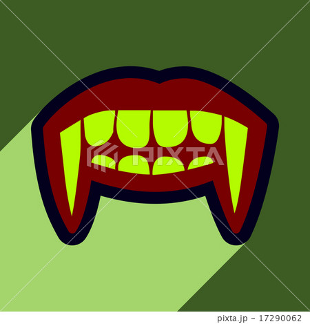 Flat with shadow Icon vampire teeth a bright background 17290062