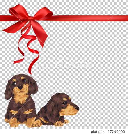 Cute dog and ribbon - Stock Illustration [17290400] - PIXTA