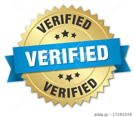 verified 3d gold badge with blue ribbon 17291039