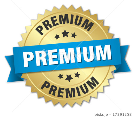 premium 3d gold badge with blue ribbon 17291258