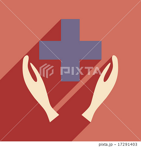 Flat with shadow icon and mobile application logo shelter 17291403