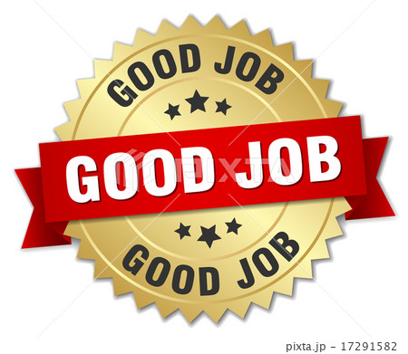 good job 3d gold badge with red ribbon 17291582