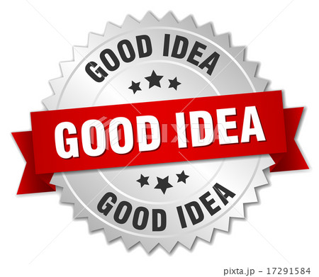 good idea 3d silver badge with red ribbon 17291584