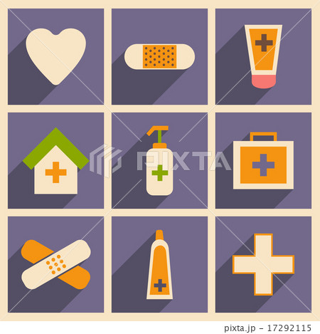 Flat with shadow concept and mobile application medical Care 17292115