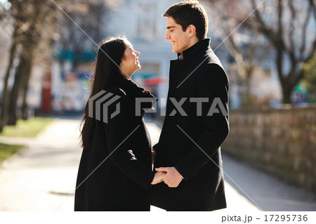 couple on background of the city 17295736