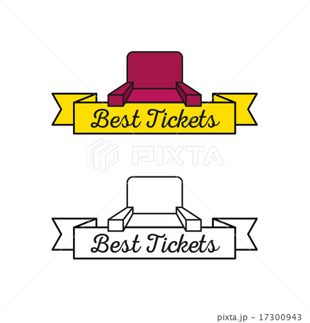 Vector cinema armchair logo with yellow ribbon Vector cinema armchair logo with yellow ribbon 17300943
