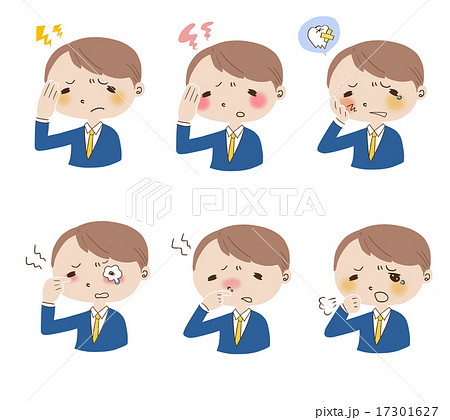 体調不良 男性のイラスト素材