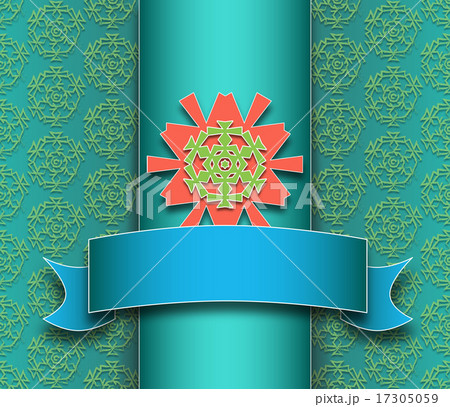 pink snowflakes with blue ribbon 17305059