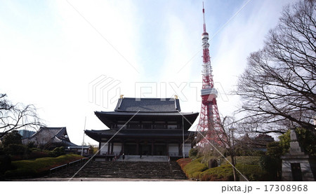 大本山　増上寺　大殿 （ 本堂 ） ＆ 東京タワー　（ 東京都 港区 芝公園 ） 17308968