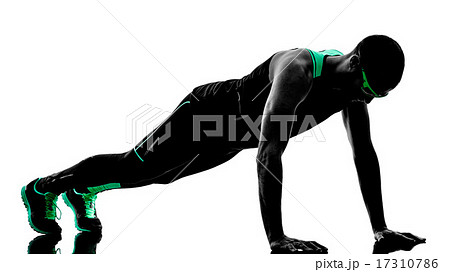 man push ups exercises fitness silhouette 17310786