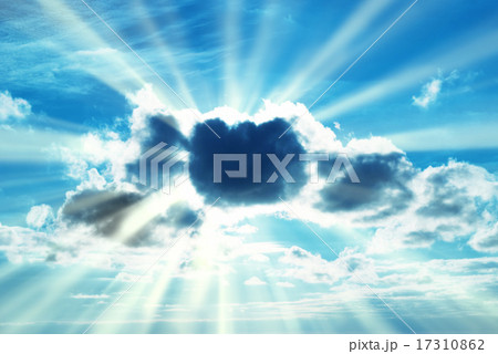 Beautiful blue sky with sunbeams 17310862