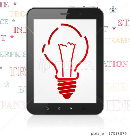 Finance concept: Tablet Computer with Light Bulb on display 17313076