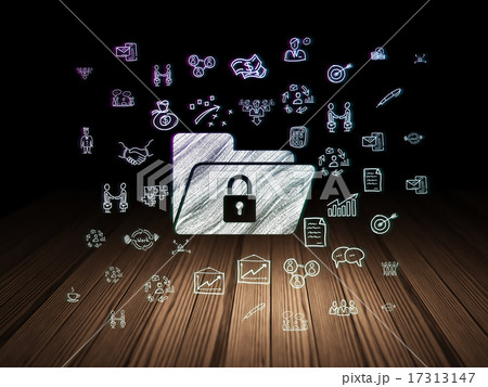 Business concept: Folder With Lock in grunge dark room 17313147