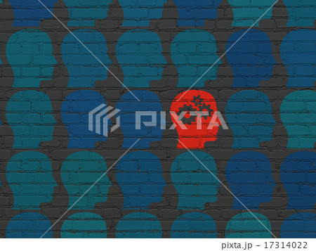 Education concept: head with gears icon on wall background 17314022