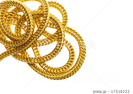 Gold necklace isolated on white 17316222