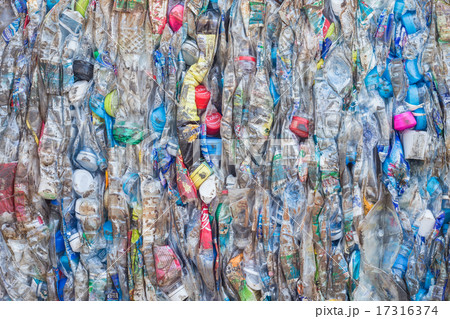 PHUKET, THAILAND - MARCH 3 : Crushed plastic bottles at a recycl PHUKET, THAILAND - MARCH 3 : Crushed plastic bottles at a recycl 17316374