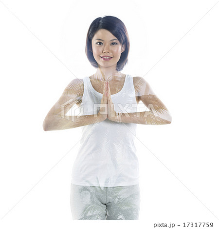 Double exposure image of Asian woman doing yoga. Double exposure image of Asian woman doing yoga. 17317759