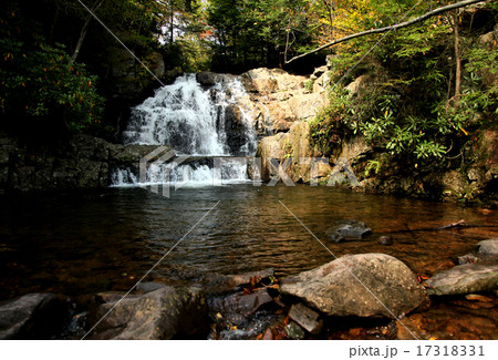ペンシルバニア州 ポコノマウンテン渓谷のブッシュキル滝 17318331