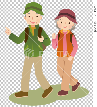 ハイキングする高齢者　秋 17319255