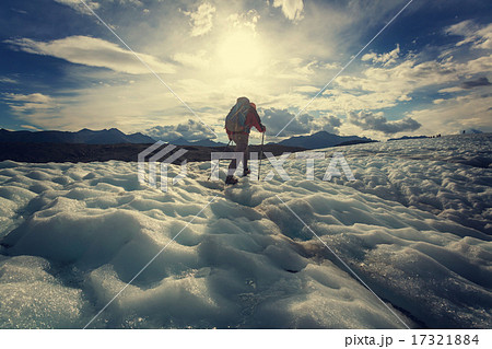 Hiker on glacier 17321884