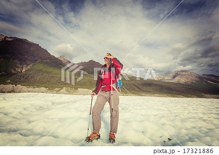Hiker on glacier 17321886