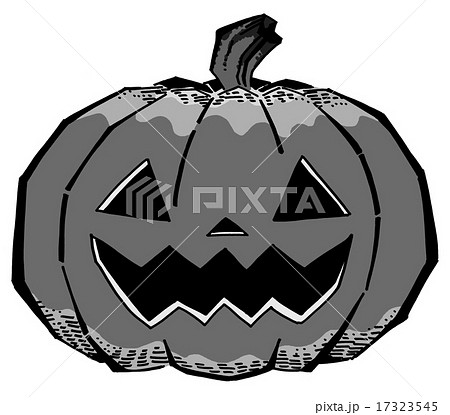 ハロウィンかぼちゃモノクロのイラスト素材