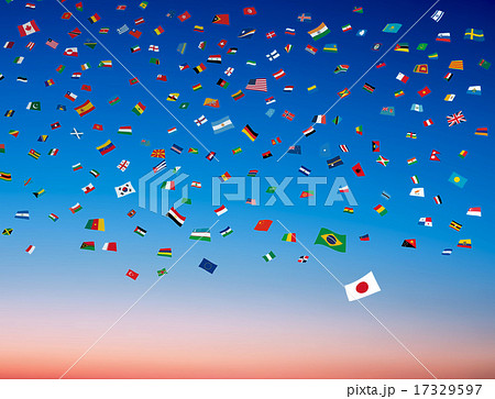 東京オリンピック 世界の国旗紙吹雪のイラスト素材