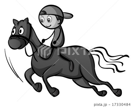 Boy riding a horseのイラスト素材 [17330484] - PIXTA
