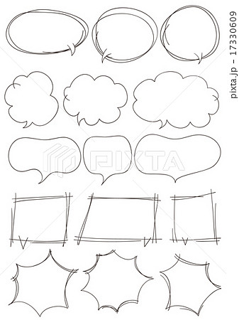 手描き吹き出し囲み罫モノトーンのイラスト素材 17330609 Pixta