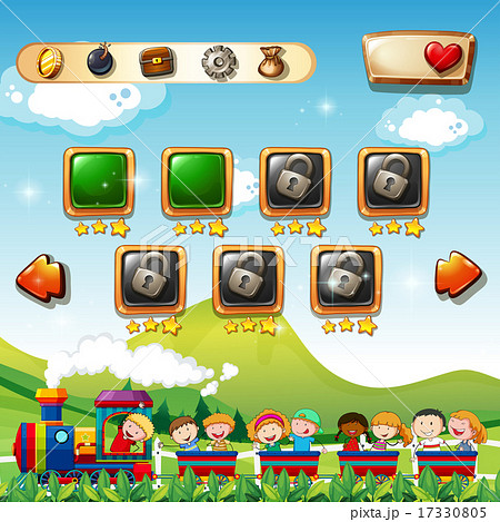 Game template with children on train 17330805