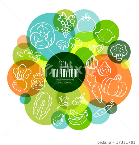 Organic healthy fruits and vegetables illustration 17331783