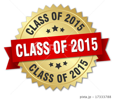 class of 2015 3d gold badge with red ribbon 17333788