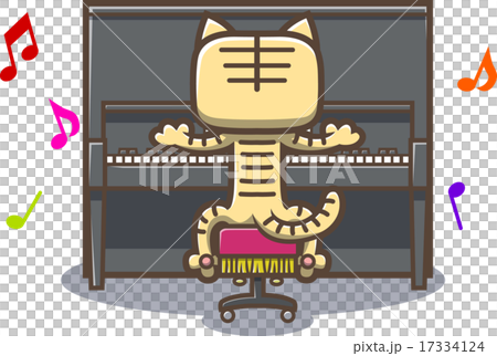 アップライトピアノをひく猫 17334124