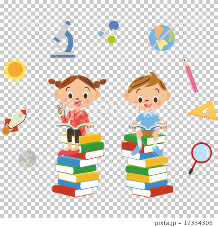 Children reading various books 17334308