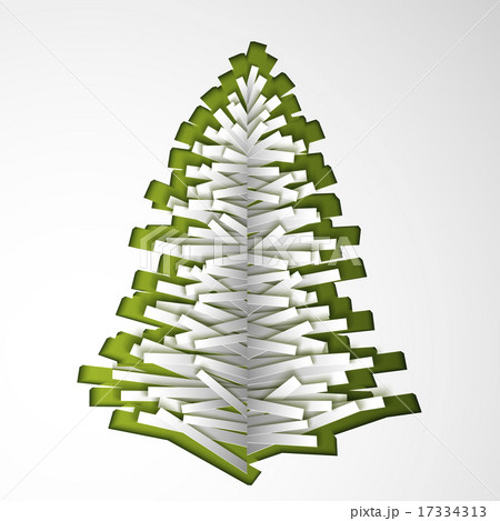 Green paper vector Christmas tree 17334313