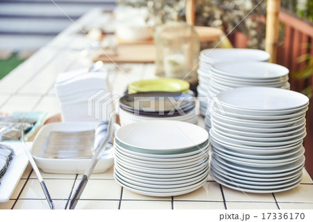 Plates layer on Buffet table 17336170