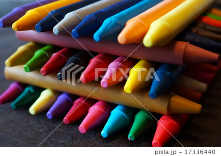 Oil pastel crayons on a wooden black table Oil pastel crayons on a wooden black table 17336440