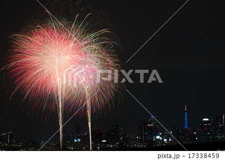 Fireworks in Japan with Tokyo tower Fireworks in Japan with Tokyo tower 17338459