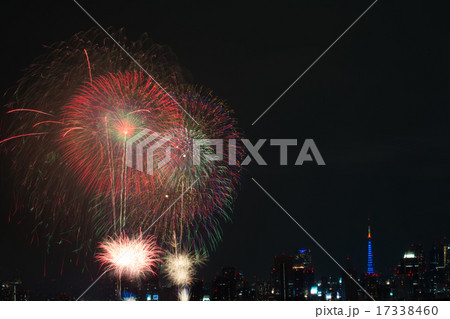 Fireworks in Japan with Tokyo tower Fireworks in Japan with Tokyo tower 17338460