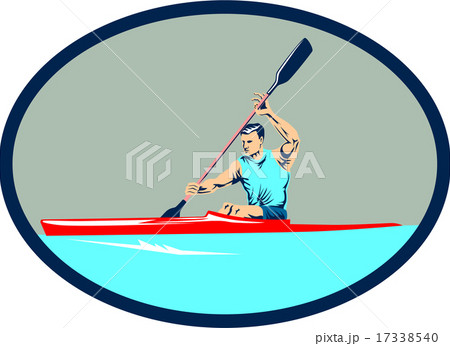 Kayak Racing Canoe Sprint Oval Retroのイラスト素材 [17338540] - PIXTA