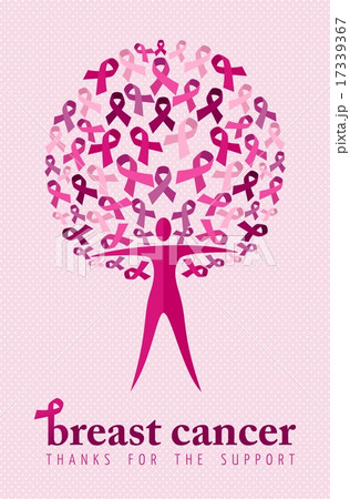 Breast cancer support poster woman ribbon tree 17339367