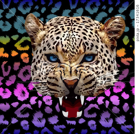 Leopard print pattern. Repeating seamless vector animal background  17341616