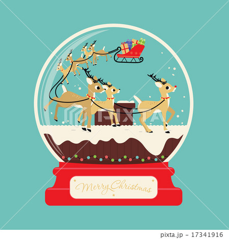 Merry christmas santa gifts with reindeers on the roof Merry christmas santa gifts with reindeers on the roof 17341916