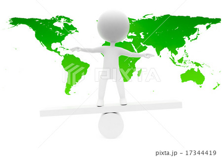バランスを取る人と世界地図 バランスを取る人と世界地図 17344419