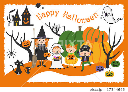 ハロウィンのポストカードのイラスト素材