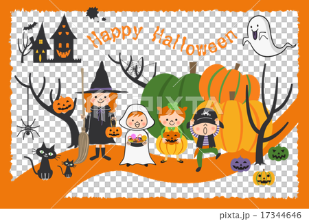 ハロウィンのポストカードのイラスト素材