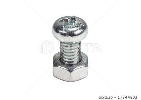 Closeup metal screw and nuts on white background. 17344803