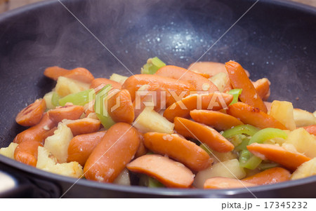 Preparing a stir fry of stewed vegetables 17345232